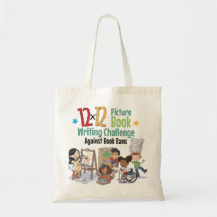 Tote Bag 12 x 12 Contre les Boîtes de livre Caractère crème