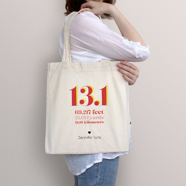 Tote Bag 13.1 Distance de course du demi-marathon Texte rou (Créateur téléchargé)