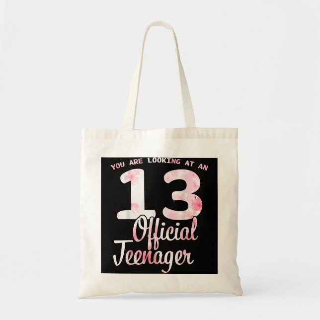 Tote Bag 13 Anniversaire Officielle Adolescente Fille 13ans (Devant)