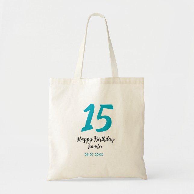 Tote Bag 15e anniversaire quiencenera ajouter date année te (Devant)