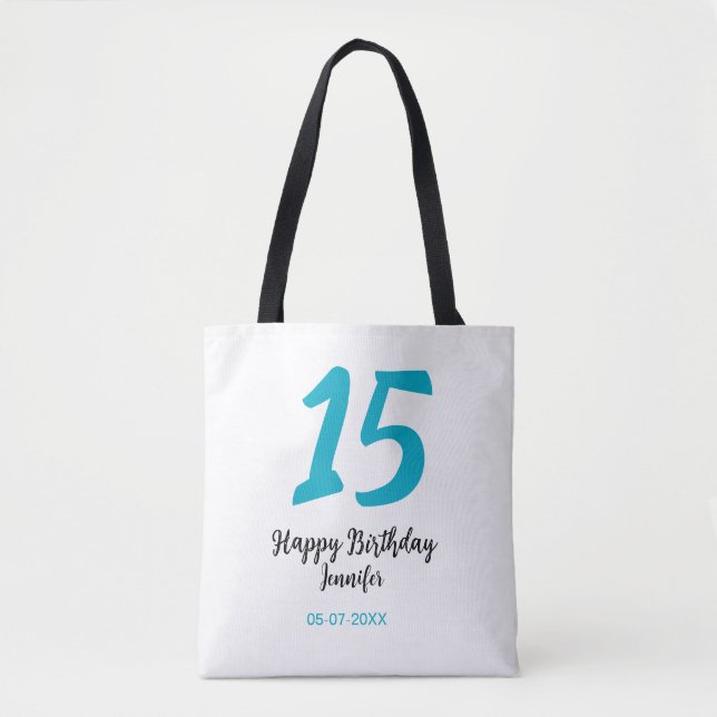 Tote Bag 15e anniversaire quiencenera ajouter date année te (Devant)