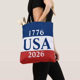 Tote Bag 1776 USA 2026 Rouge Blanc et Bleu Patriotique
