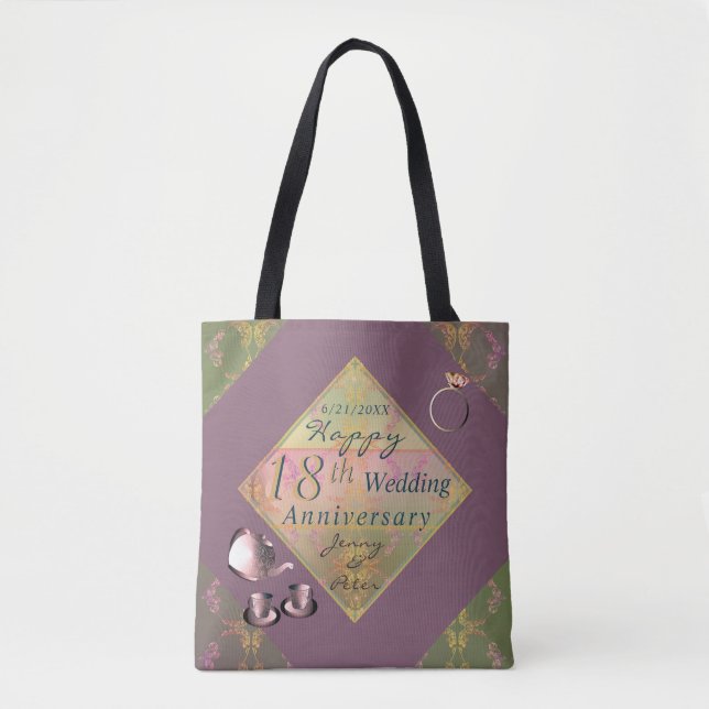 Tote Bag 18e anniversaire Mariage de la porcelaine Fourre-t (Devant)