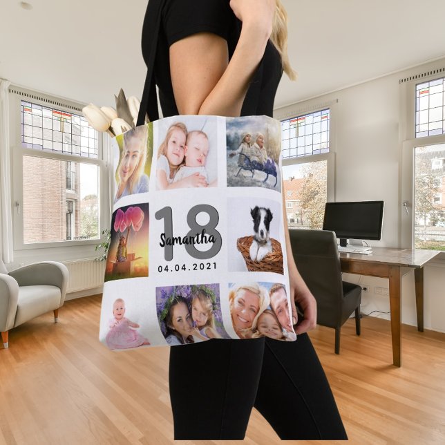 Tote Bag 18e anniversaire sur mesure photo collage fille bl (Créateur téléchargé)