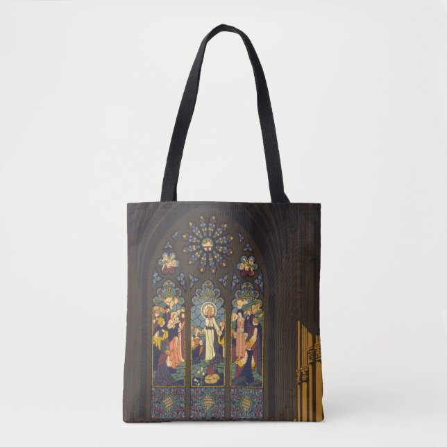 Tote Bag 1923 Affiche D'Une Église Avec Fenêtre En Verre Ti (Devant)