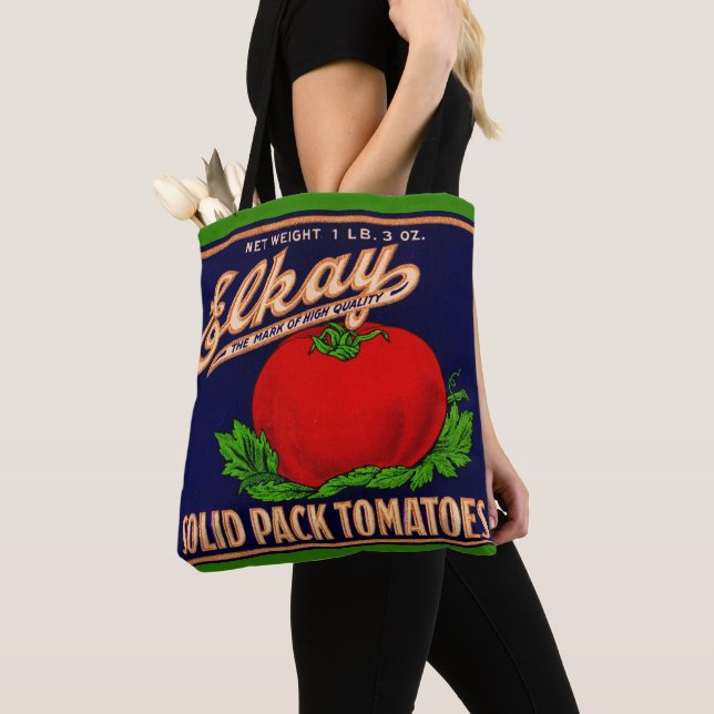Tote Bag 1930 Elkay Solid Pack Tomates peut étiquette (De près)