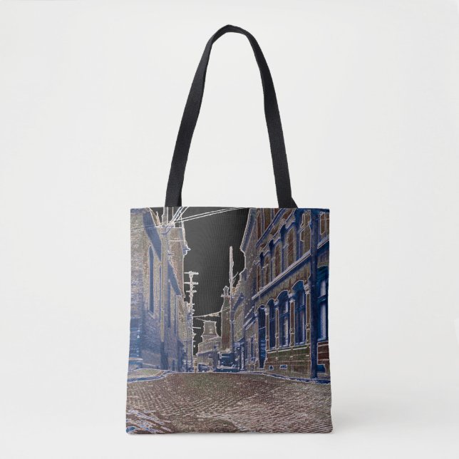 Tote Bag 1930, rue Cobblestone Québec Canada Art (Devant)
