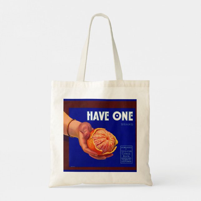 Tote Bag 1940s Have One orange crate label print (Dos)