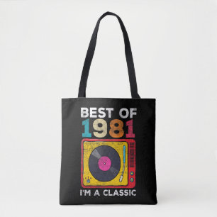 Tote Bag 1981 Né Vintage 40e anniversaire Vinyls Classic M