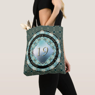 Tote Bag 19e anniversaire du Mariage médaillon d'aquamarine