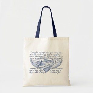 Tote Bag 1 amour de coeur des Corinthiens 13 n'échoue
