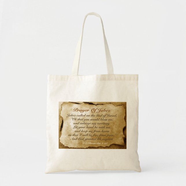 Tote Bag 1 Chroniques 4:10 Jabez appelé le Dieu d'Israël (Devant)