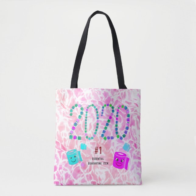 Tote Bag #1 Élément de quarantaine essentiel en rose (Devant)