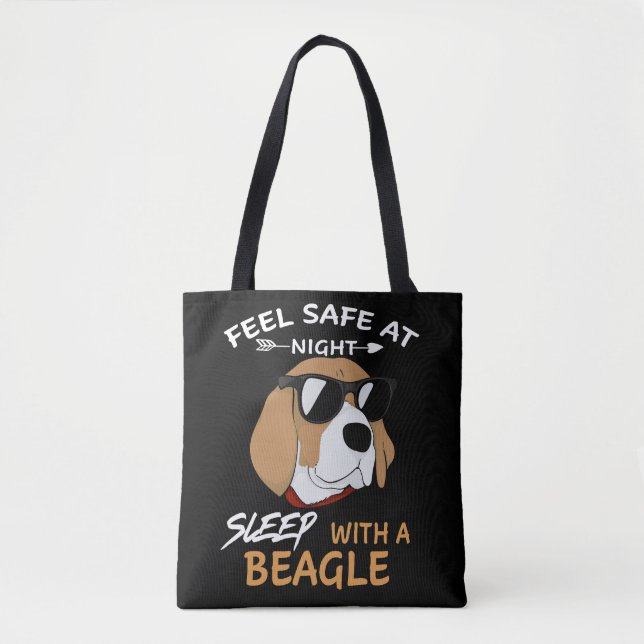 Tote Bag 1 Sentez En Sécurité La Nuit Dormir Avec Un Beagle (Devant)