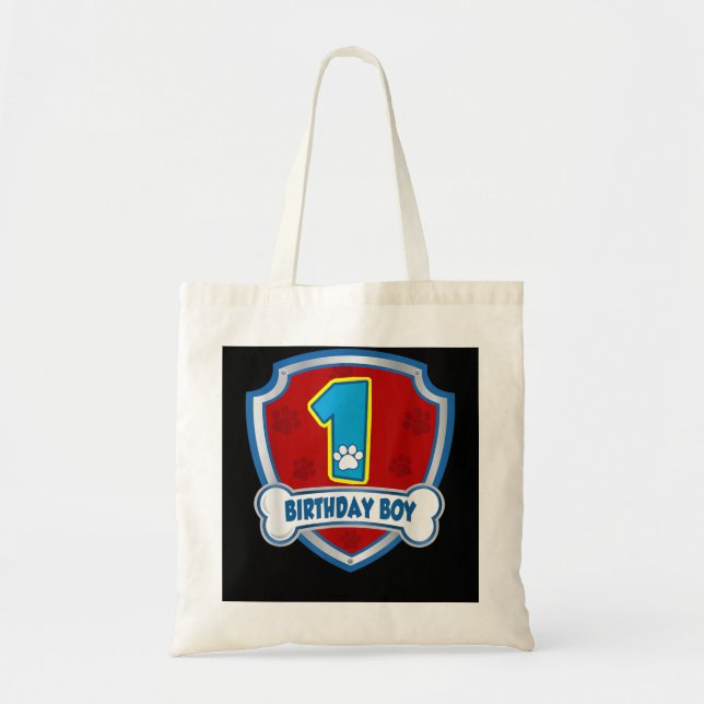 Tote Bag 1er anniversaire garçon 1 ans chien de patrouille  (Devant)