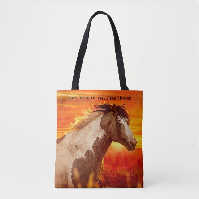 Tote Bag 2026 Année du Cheval de Feu - Voyageur (Devant)