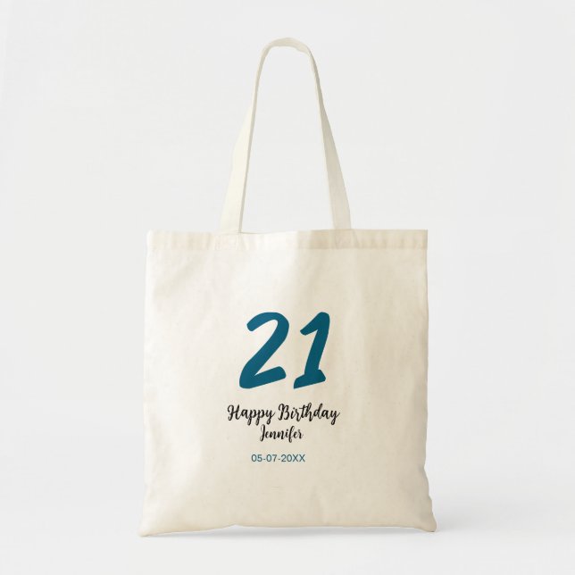 Tote Bag 21 ans audacieux lettre bleue simple minimum (Devant)