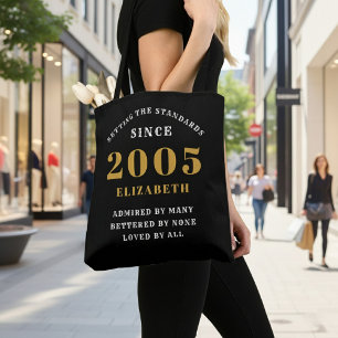 Tote Bag 21e Anniversaire 2005 Noir Or Pour Elle Personnali