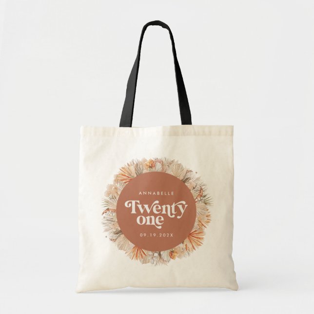 Tote Bag 21e anniversaire pampas botanique herbe terre cuit (Devant)