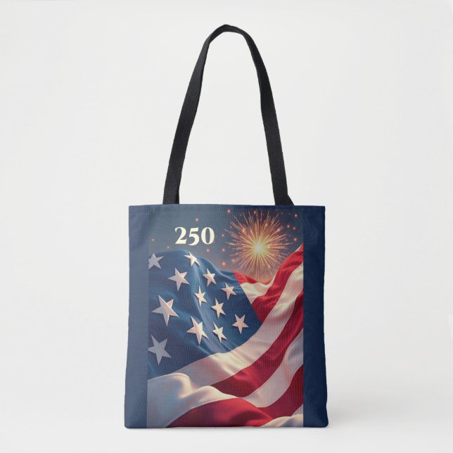 Tote Bag 250e anniversaire du drapeau américain et feux d'a (Devant)