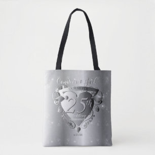Tote Bag 25e anniversaire de Mariage d'argent Emblème cardi