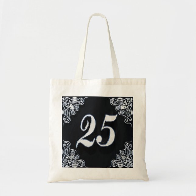 Tote Bag 25e anniversaire ou anniversaire Regal Argent Noir (Devant)