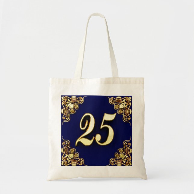 Tote Bag 25e anniversaire ou anniversaire Regal Gold et Blu (Devant)