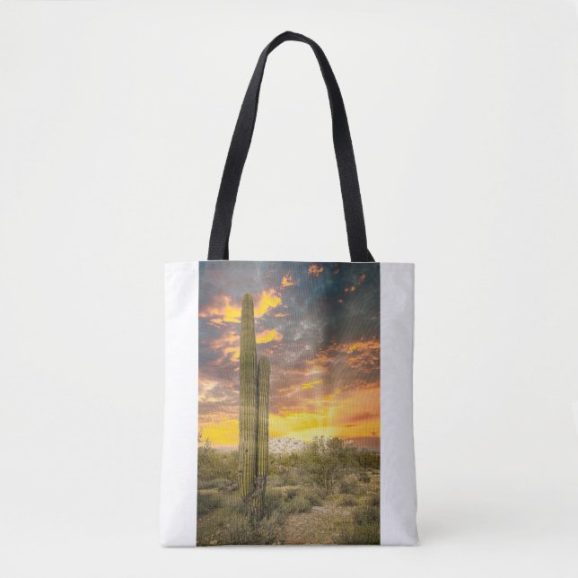 Tote Bag 2706-Arizona Desert Landscape at Sunset (Devant)
