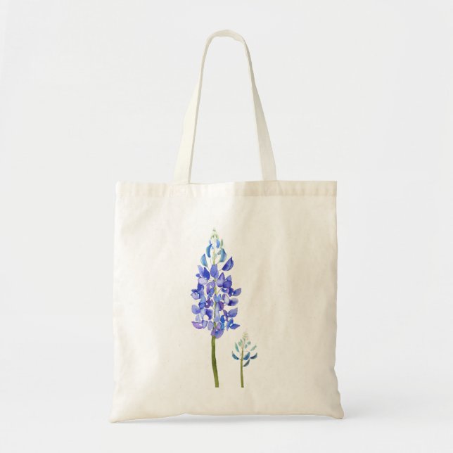 Tote Bag 2 aquarelle bleu bleu et pourpre (Devant)