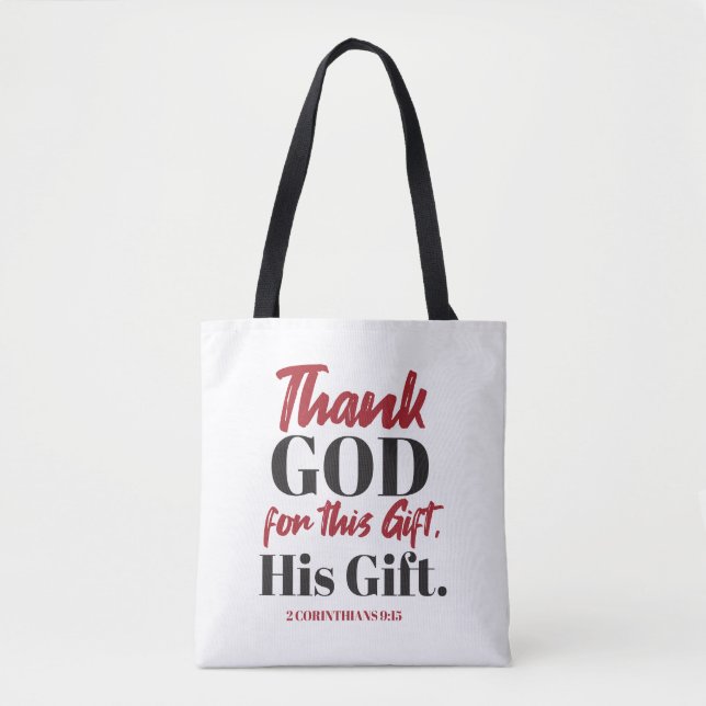 Tote Bag 2 Corinthiens 9:15 conception du verset biblique I (Devant)