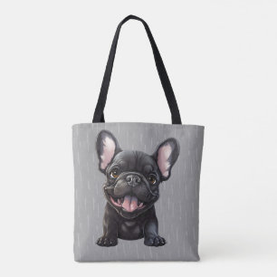 Tote Bag 2 faces, texte personnalisé, chiot Frenchie