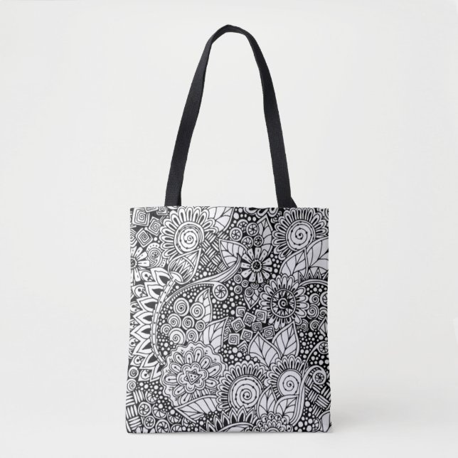 Tote Bag 2 inspirés floraux ethniques (Devant)