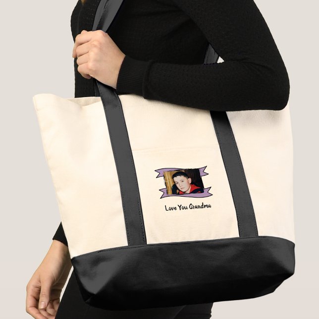Tote Bag 2 photos amour vous grand-mère violet (Créateur téléchargé)