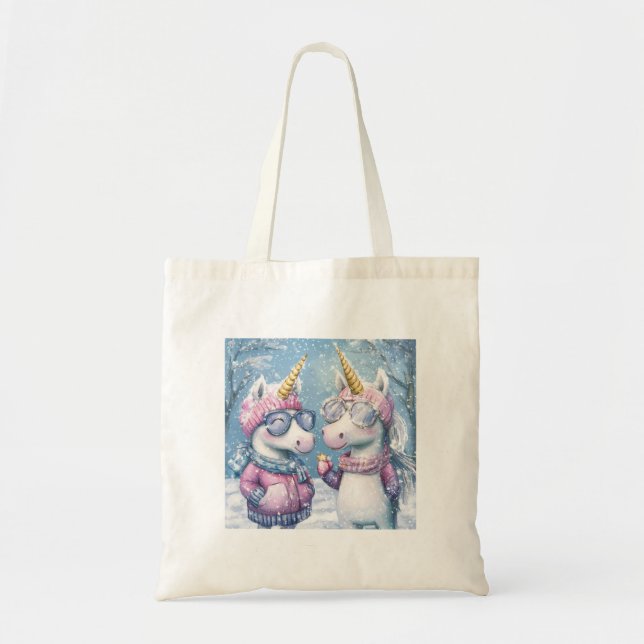 Tote Bag 2 Unicorne en tenue de neige (Devant)