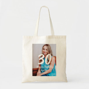 Tote Bag 30e anniversaire ajouter nom date année photo blan