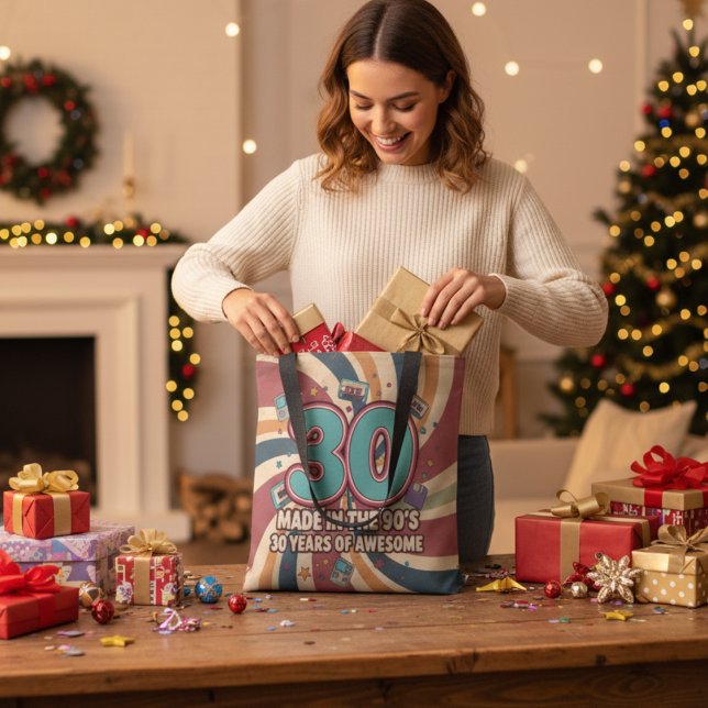 Tote Bag 30e anniversaire Cadeau Retro 90s Magnifique 30 an (Créateur téléchargé)