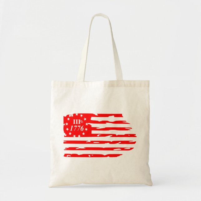Tote Bag 3% 1776 Distressed Flag #USAPatriotGraphics © (Devant)