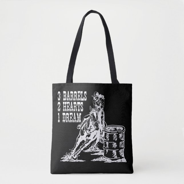 Tote Bag 3 Barils 2 Coeurs 1 Dream Barrel Racing (Devant)