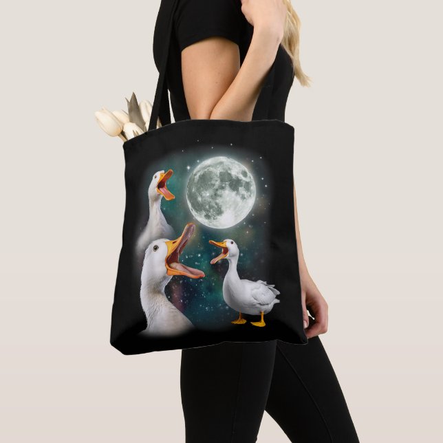 Tote Bag 3 Canards Hurle À La Lune Drôle Bizarre Maudit Can (De près)