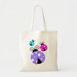 Tote Bag 3 coccinelles en rose et bleu violet