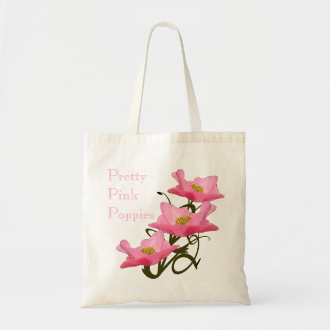 Tote Bag 3 Fleurs de pavot rose Éco-Friendly Réutilisable P (Devant)