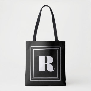 Tote Bag 3 monogramme de cadre Noir et blanc