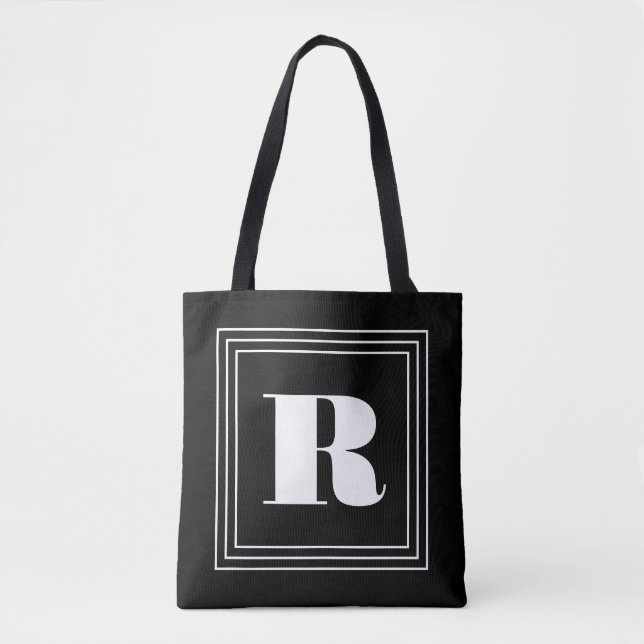 Tote Bag 3 monogramme de cadre | Noir et blanc (Devant)