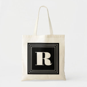 Tote Bag 3 monogramme de cadre   Noir et blanc