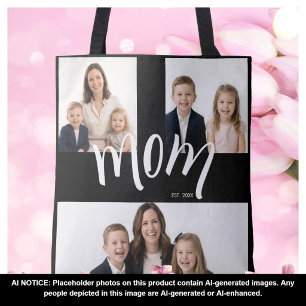 Tote Bag 3 Photo Année personnalisée Fête des Mères Maman
