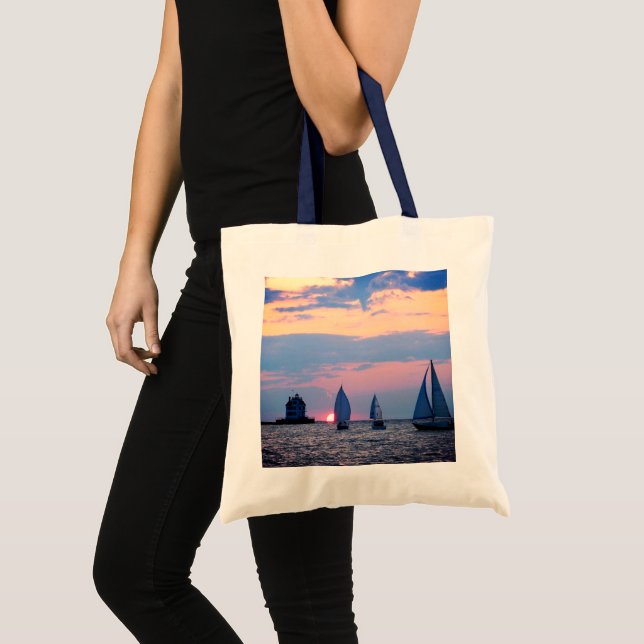 Tote Bag 3 voiliers au coucher du soleil (Devant (produit))