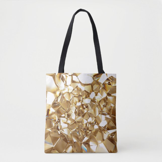 Tote Bag 3D abstraite texture or cristal. (Devant)
