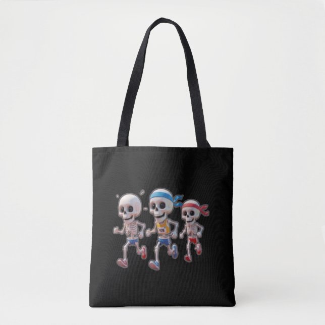 Tote Bag “3D Cartoon Skeleton Race • Funny Running Skeleton (Devant)