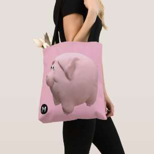 Tote Bag 3D Funny Pig Année Anniversaire Monogramme choisir