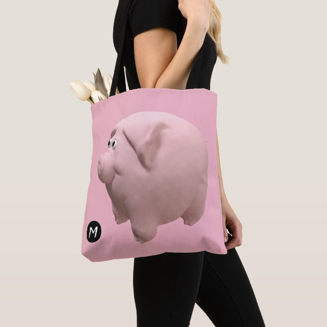 Tote Bag 3D Funny Pig Année Anniversaire Monogramme choisir (De près)